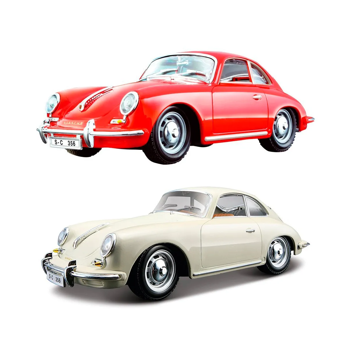 Bburago 1:24 Collezione Porsche 356B Coupe (1961) Die-Cast Model Car – Red & Brown Assortment (1 Random)) - Image 2