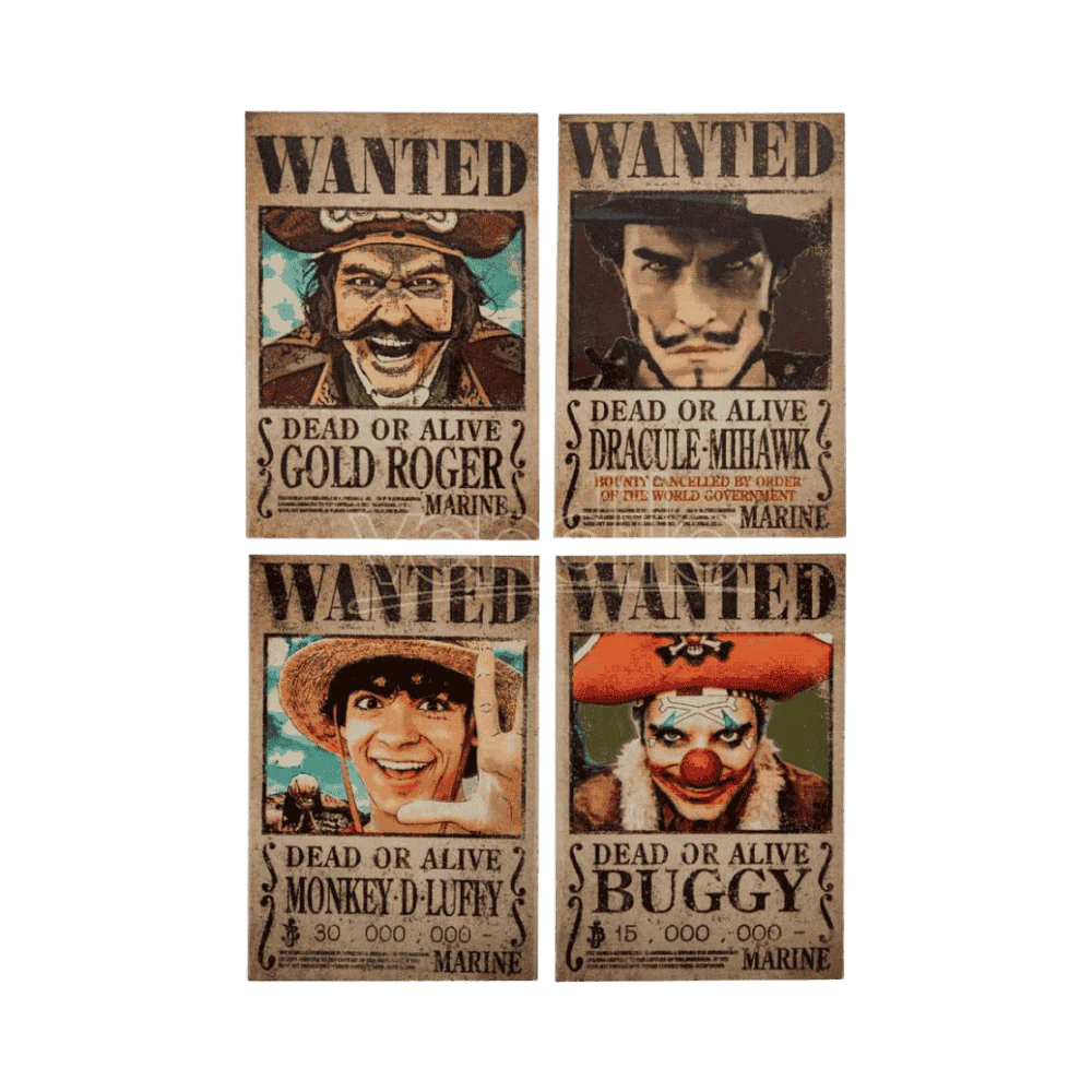One Piece Wanted  Set of 4 Magnets By Cinereplica