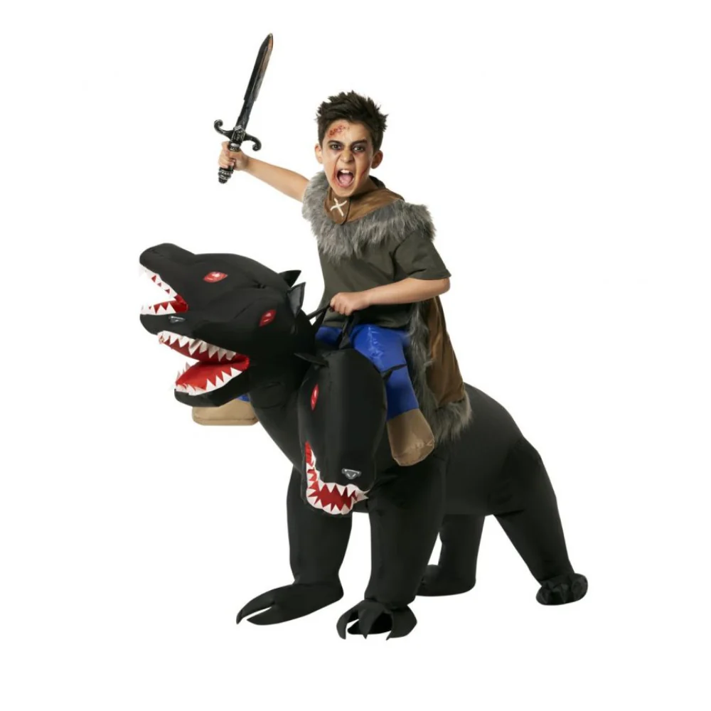Ride On Evil 3 Headed Dog Inflatable Costume for Kids by Morphsuits