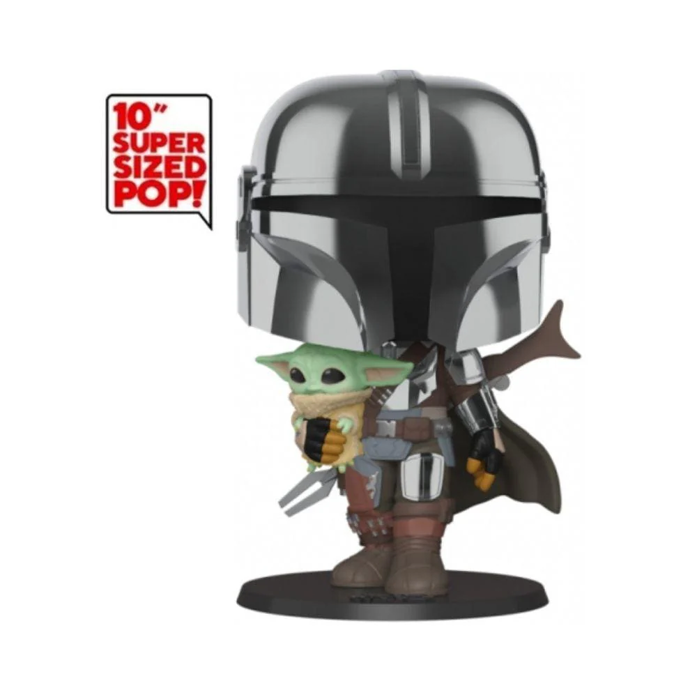 Funko 10" : Star Wars - Mandalorian With Child (Chrome) #380