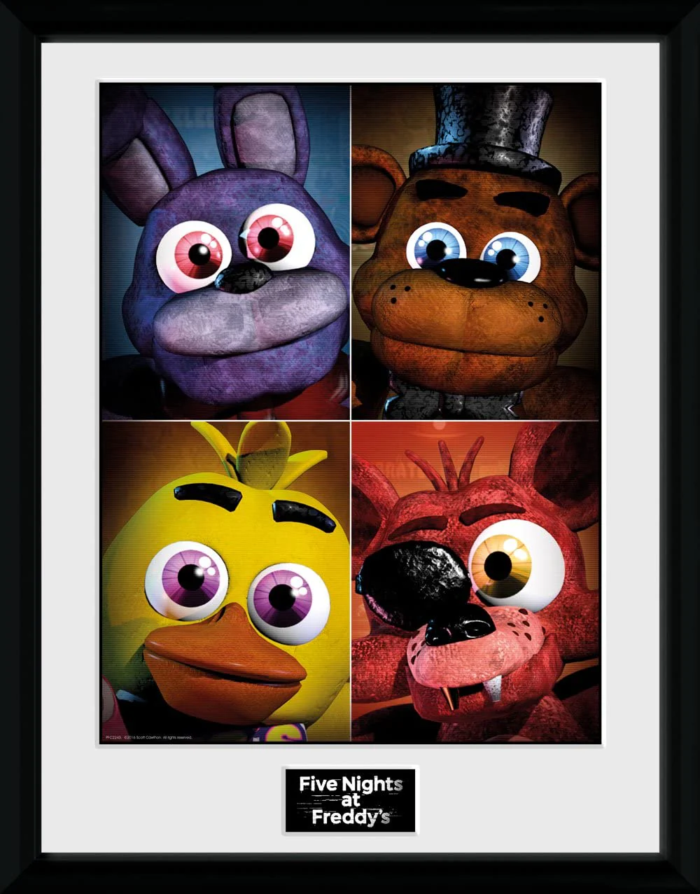 GB eye LTD PFC2243 , Five Nights at Freddys, Quad, Framed Print, 30 x 40 cm, Wood, Multi-Colour, 52 x 44 x 3 cm