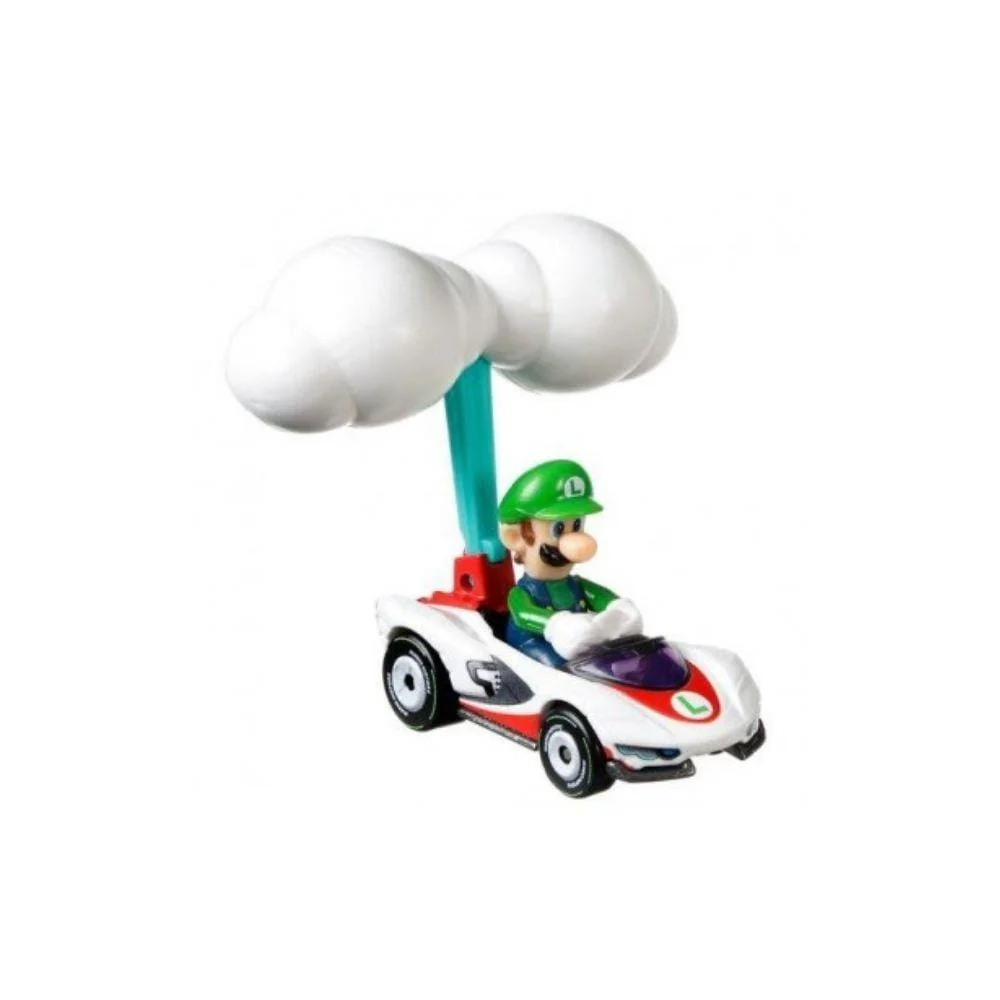 Hot Wheels Diecast 1/64 Scale Mario Cart Luigi P-wing Kart with Cloud Glider - Image 2