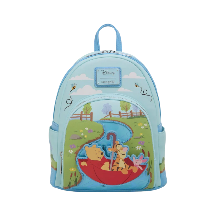 Loungefly! Leather: Disney Winnie the Pooh and Friends Down Stream with Umbrella Mini Backpack
