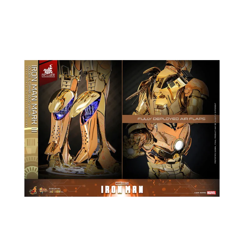 Marvel Iron Man Golden & Copper Gold Version- Articulated Figures 1/6 Scale By Hot Toys - Image 11