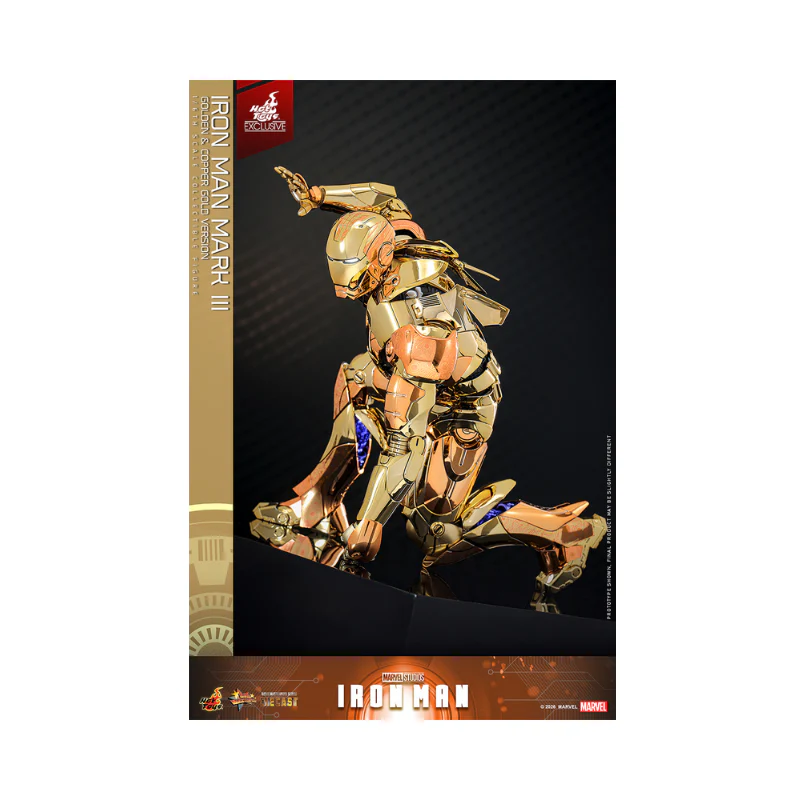 Marvel Iron Man Golden & Copper Gold Version- Articulated Figures 1/6 Scale By Hot Toys - Image 7