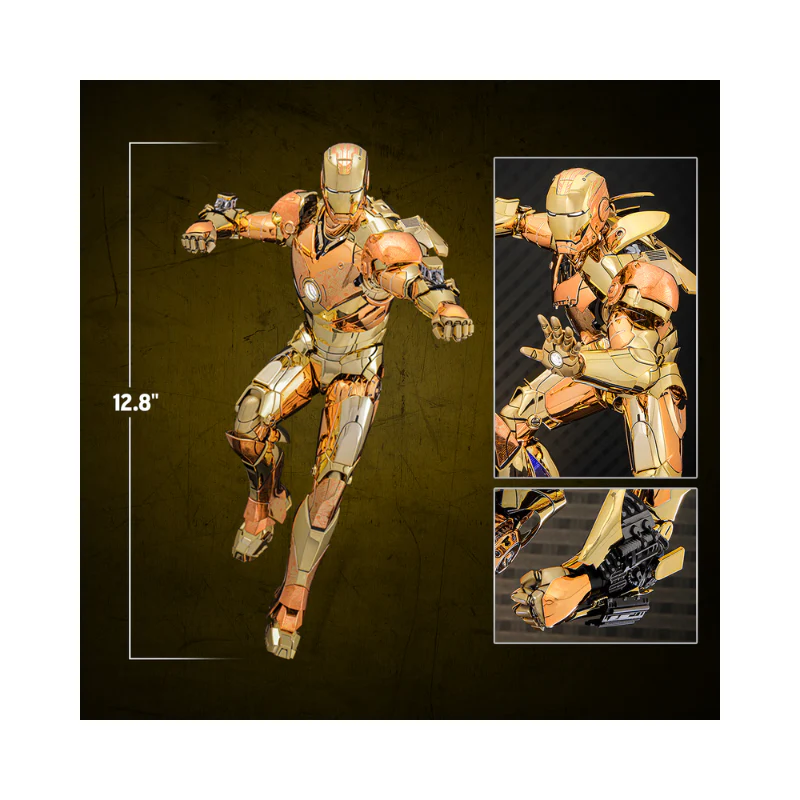 Marvel Iron Man Golden & Copper Gold Version- Articulated Figures 1/6 Scale By Hot Toys - Image 9