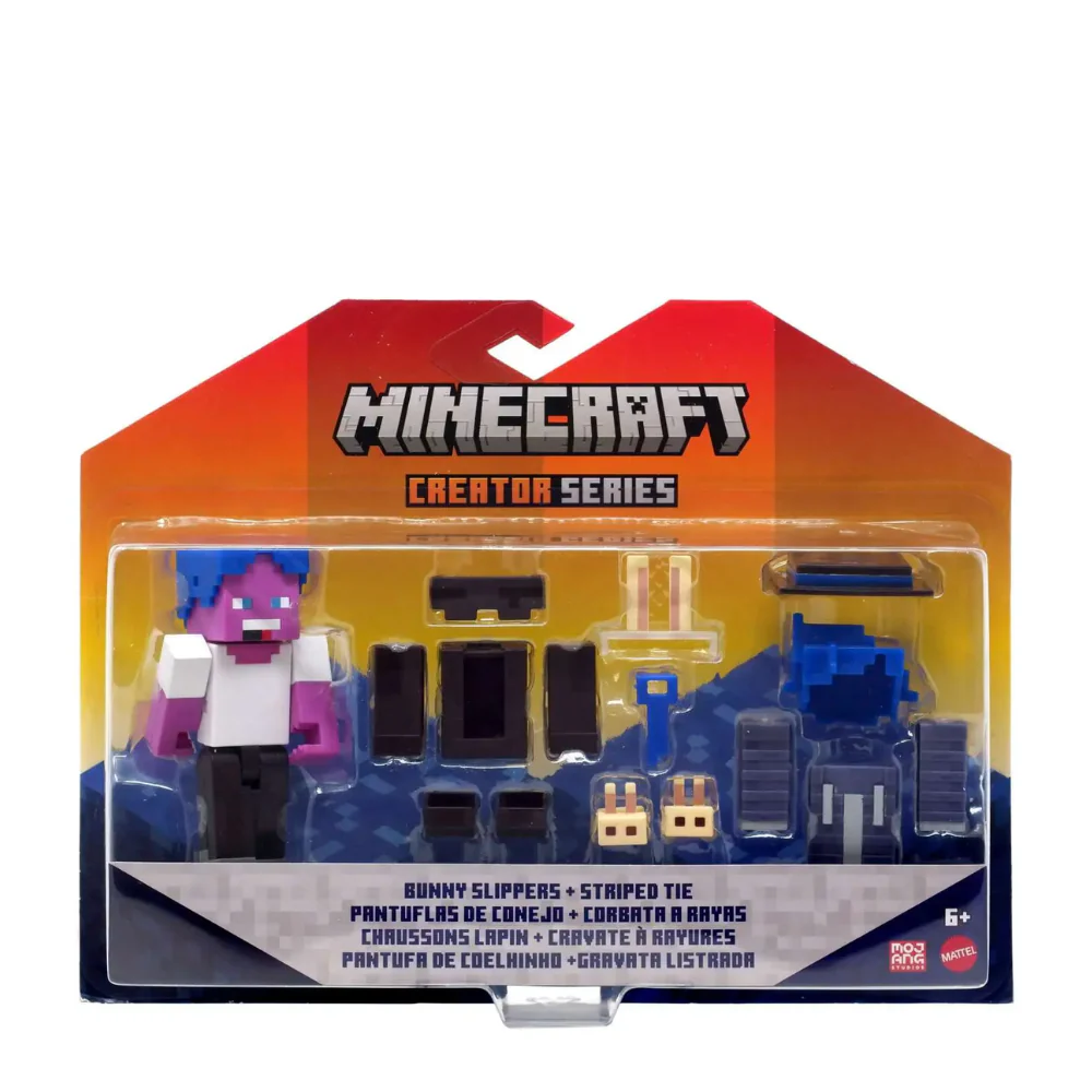 Minecraft Creator Series Bunny Slippers with Striped Tie Action Figure by Mattel