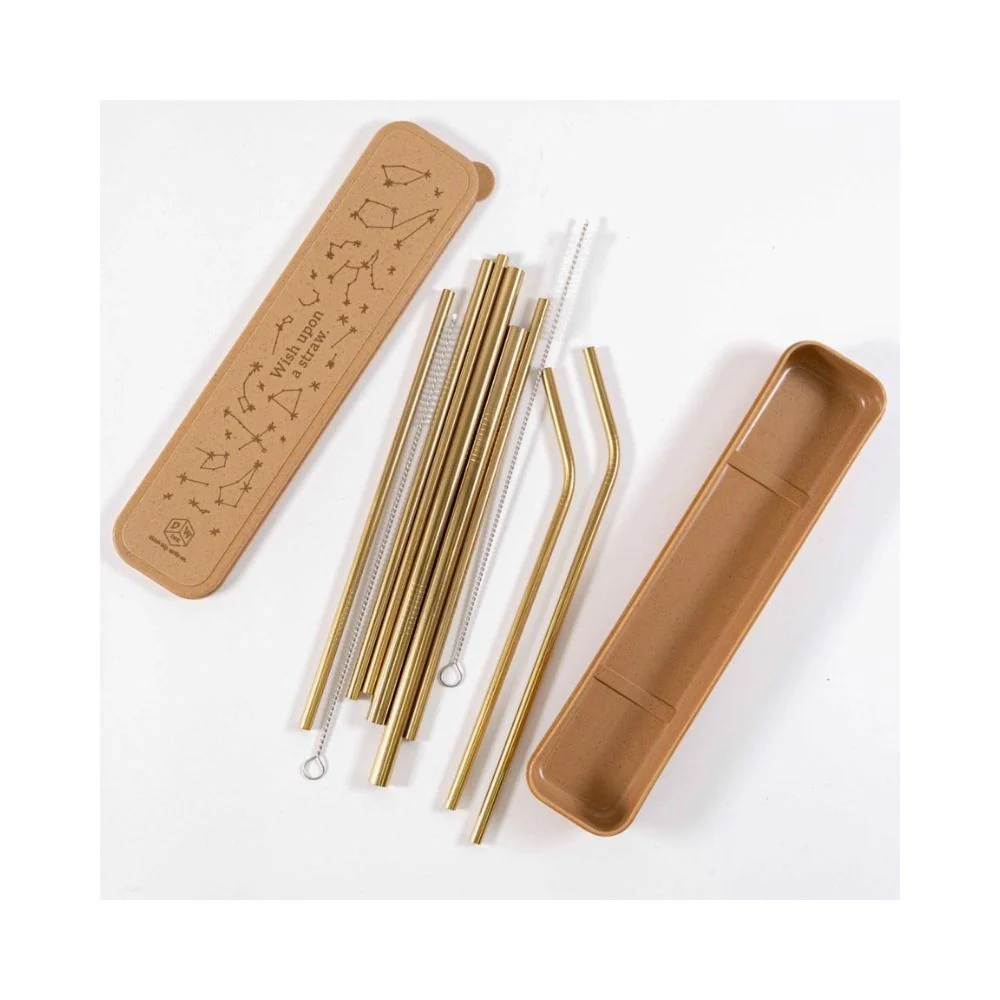 Ochre - Stainless Steel Gold Straw Set