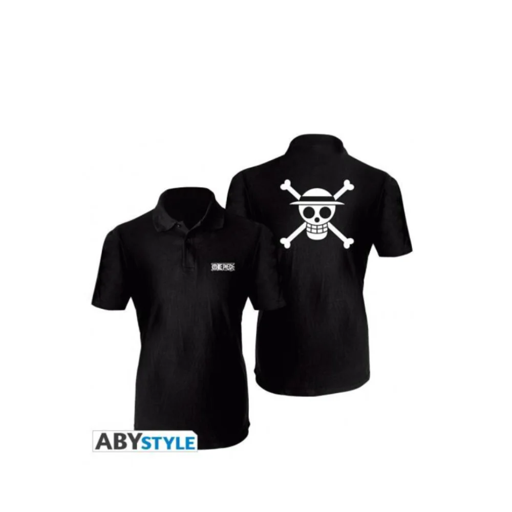 ONE PIECE - Polo "Skull Luffy" homme MC noir - X Large