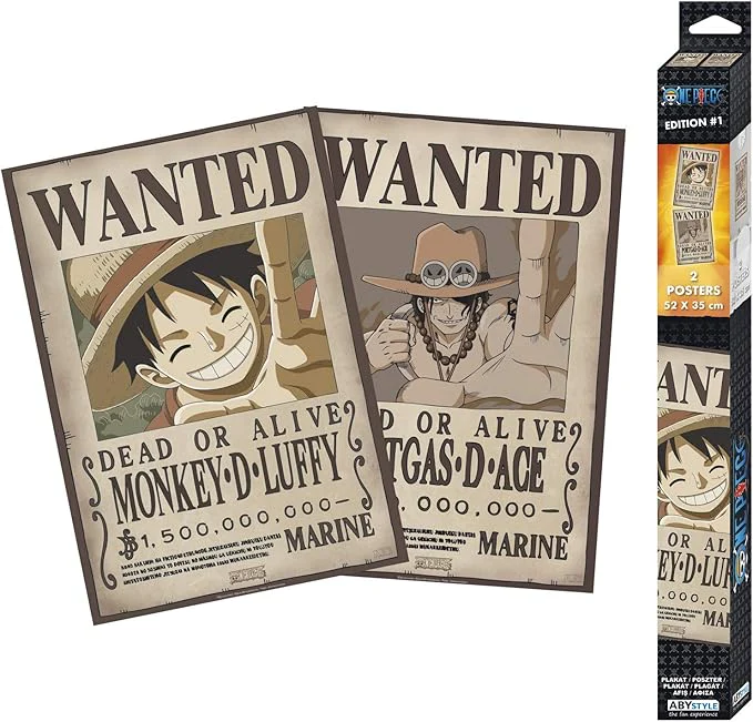 ONE PIECE - Set 2 Chibi Posters - Wanted Luffy & Ace (52x35)