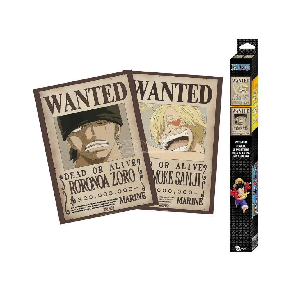 ONE PIECE - Set 2 Chibi Posters - Wanted Zoro & Sanji (52x35