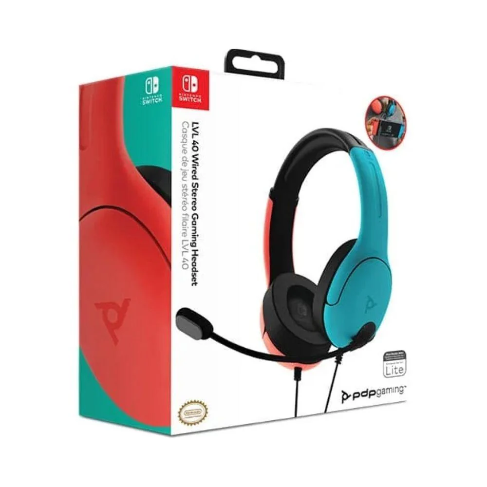 PDP - LVL40 Switch Wired Headset - Black (Red & Blue) - Image 2