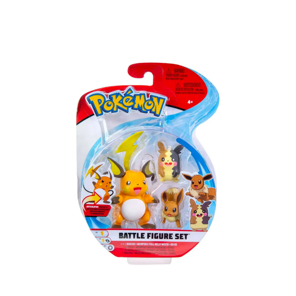 Pokemon Battle  Set: Full Belly Morpeko,  Eevee & Raichu