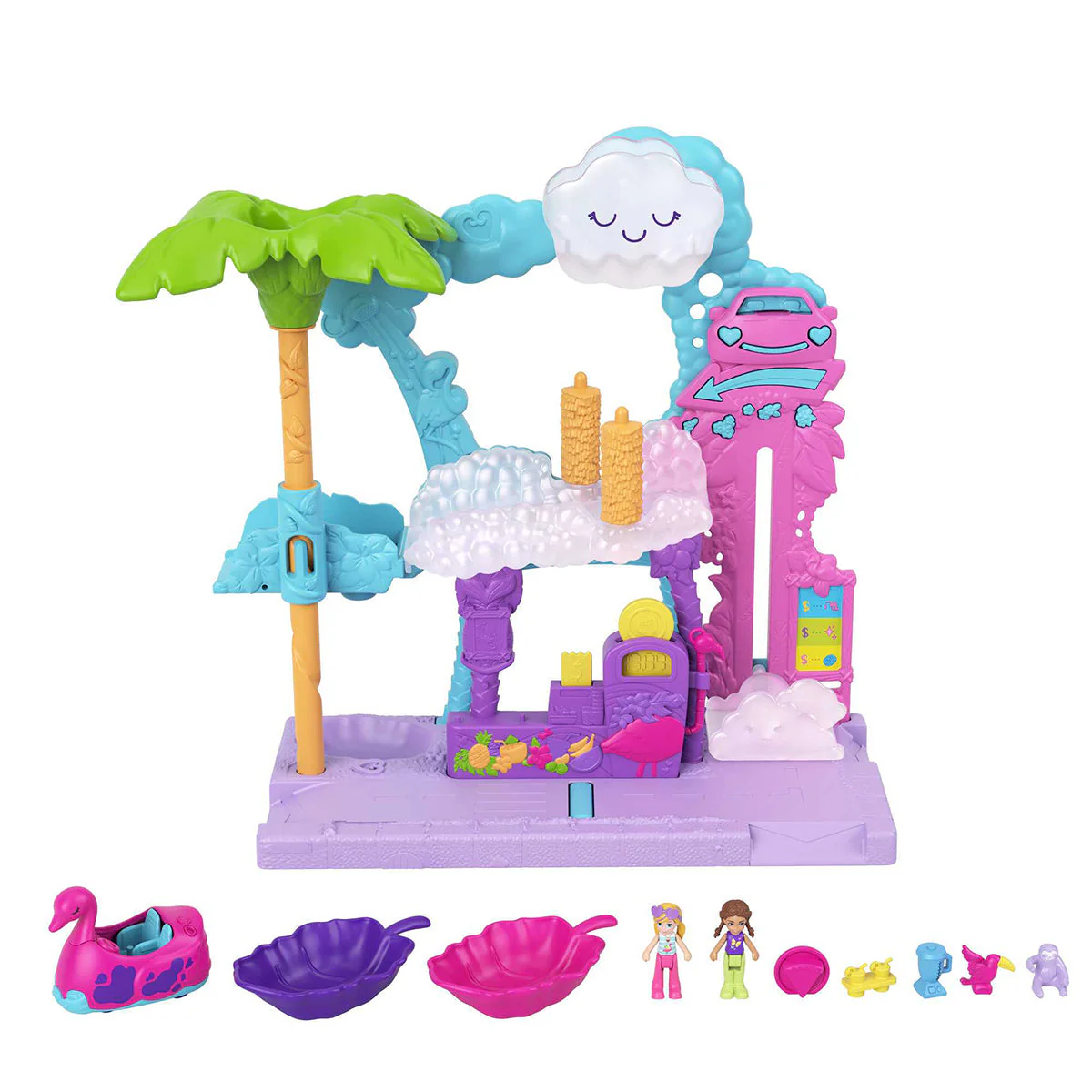 Polly Pocket™ Pollyville Flamingo Fun Carwash Play Set - Image 3