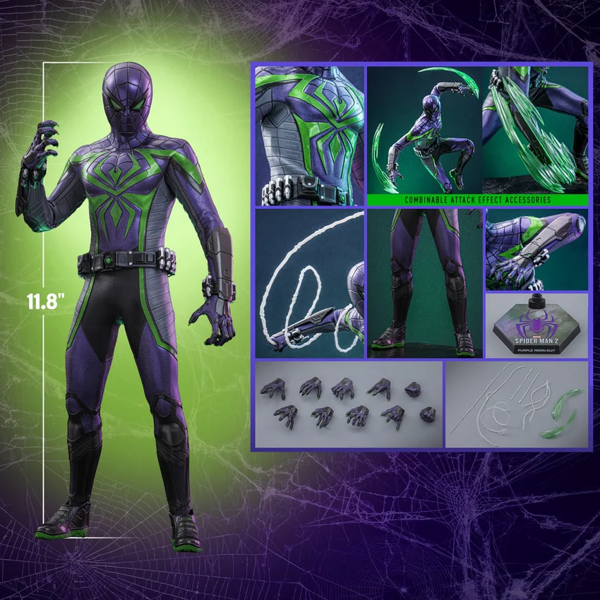 Marvel Spiderman 2 Purple Suit 1/6 Scale Action Figure By Hot Toys - Image 6