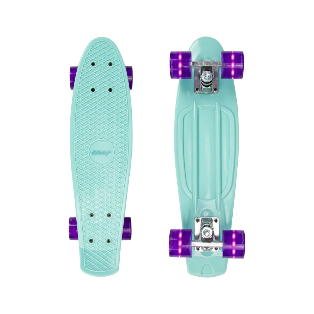 Ziggy - Skateboard Mini Cruiser W/ LED Wheels 22" - Mint Blue