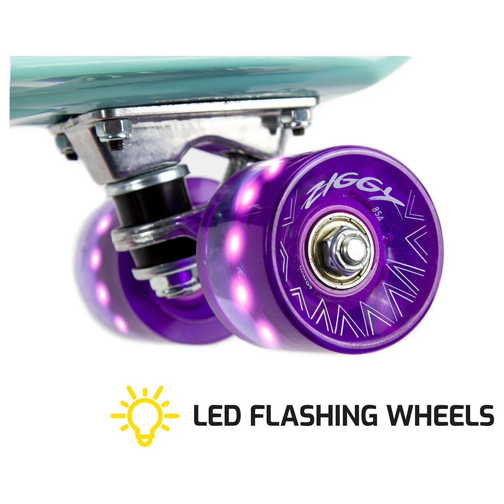 Ziggy - Skateboard Mini Cruiser W/ LED Wheels 22" - Mint Blue - Image 2