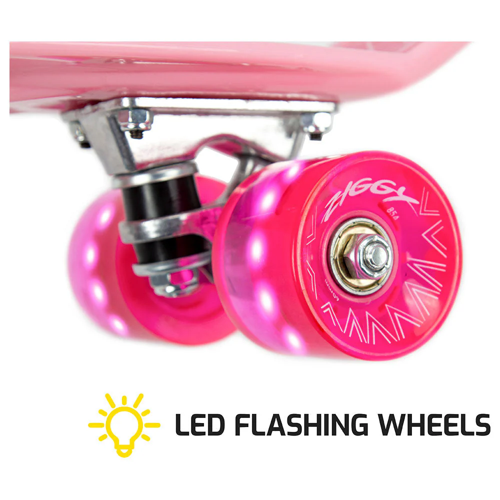 Ziggy - Skateboard Mini Cruiser W/ LED Wheels 22" - Pink - Image 2